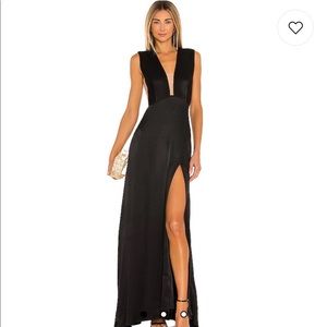 SAU LEE Genevie Satin Gown in Black, NWOT, Size 4